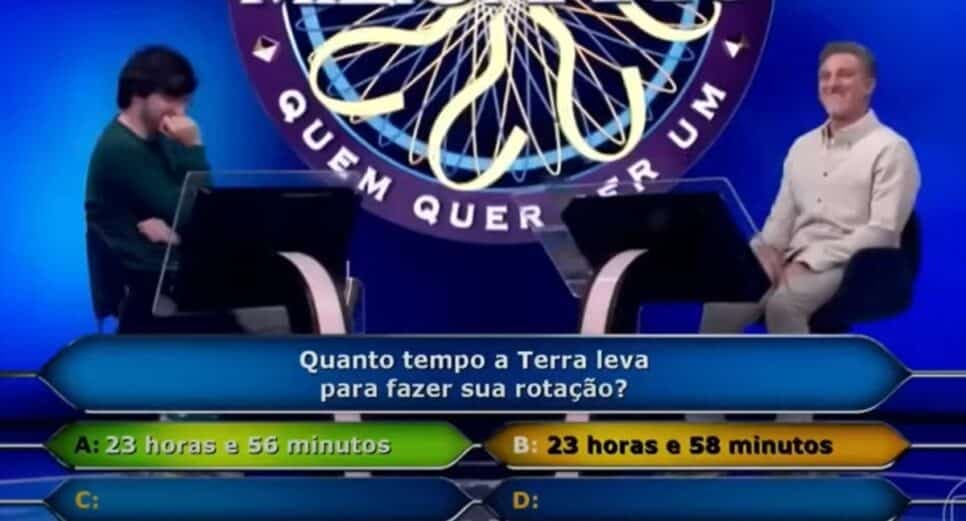 Participante do Quem Quer Ser Um Milionário erra pergunta de R$ 150 mil (Foto: Reprodução/ Globo) Participante do Quem Quer Ser Um Milionário erra pergunta de R$ 150 mil (Foto: Reprodução/ Globo)