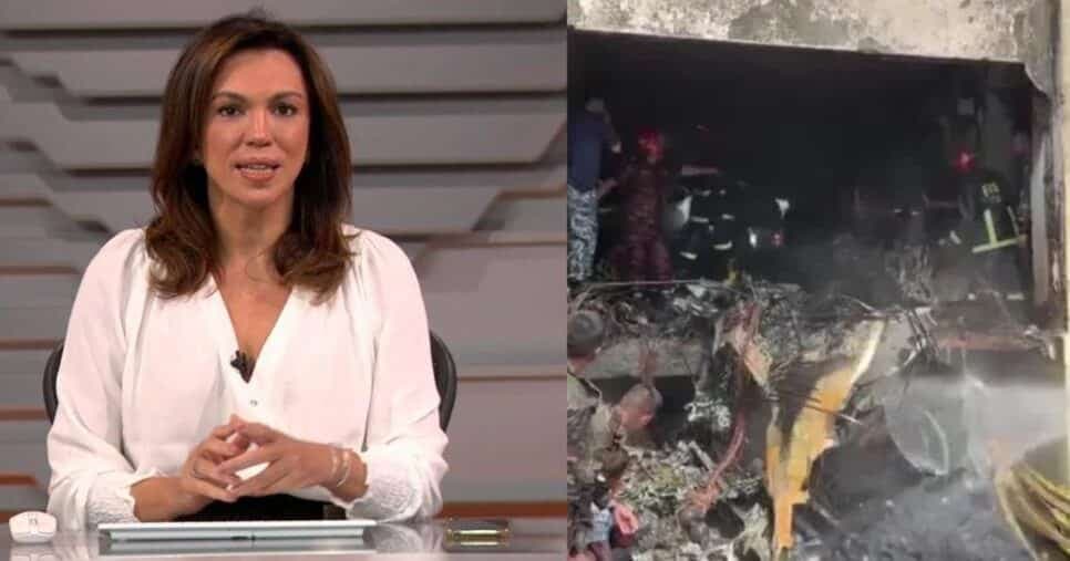 "Caiu em cima de uma escola": Ana Paula Araújo paralisa BDBR às pressas com queda de avião e mortos