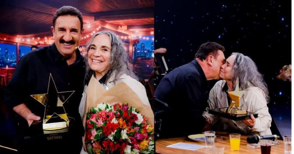 Regina Duarte é a primeira homenageada com o troféu “Para Sempre Nossa Estrela” no Boteco do Ratinho