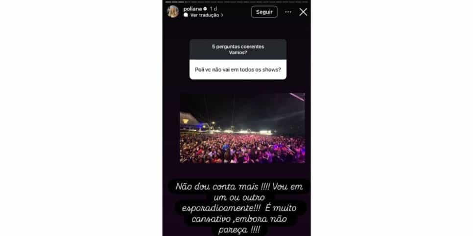 Poliana Rocha fala sobre shows de Leonardo (Foto: Reprodução / Instagram) Poliana Rocha fala sobre shows de Leonardo (Foto: Reprodução / Instagram)