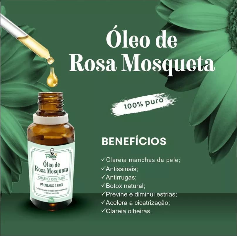 Óleo de rosa mosqueta - Foto: Internet Óleo de rosa mosqueta - Foto: Internet