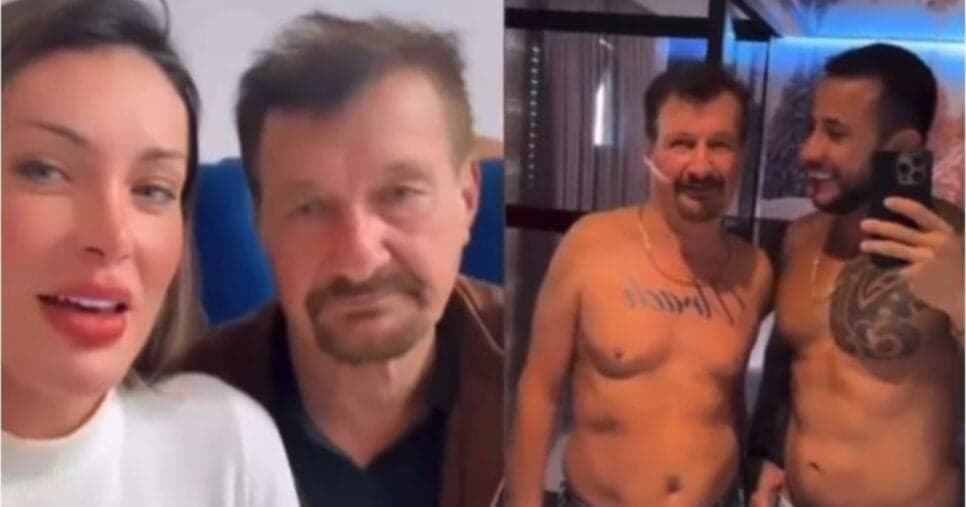 Pai de Andressa Urach surge sem camisa com outro homem em banheiro de motel e se assume - Foto: montagem Pai de Andressa Urach surge sem camisa com outro homem em banheiro de motel e se assume - Foto: montagem