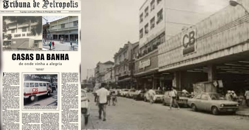 Jornal Tribuna de Petrópolis relembra história da Casas da Banha, em publicação de 2000 (Foto Reprodução/Montagem/Lennita/Tv Foco/Facebook/Tribuna de Petrópolis) Jornal Tribuna de Petrópolis relembra história da Casas da Banha, em publicação de 2000 (Foto Reprodução/Montagem/Lennita/Tv Foco/Facebook/Tribuna de Petrópolis)