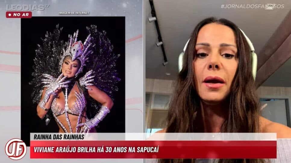 Viviane Araújo atua em duas escolas de samba (Foto: Reprodução/ LeoDias TV) Viviane Araújo atua em duas escolas de samba (Foto: Reprodução/ LeoDias TV)