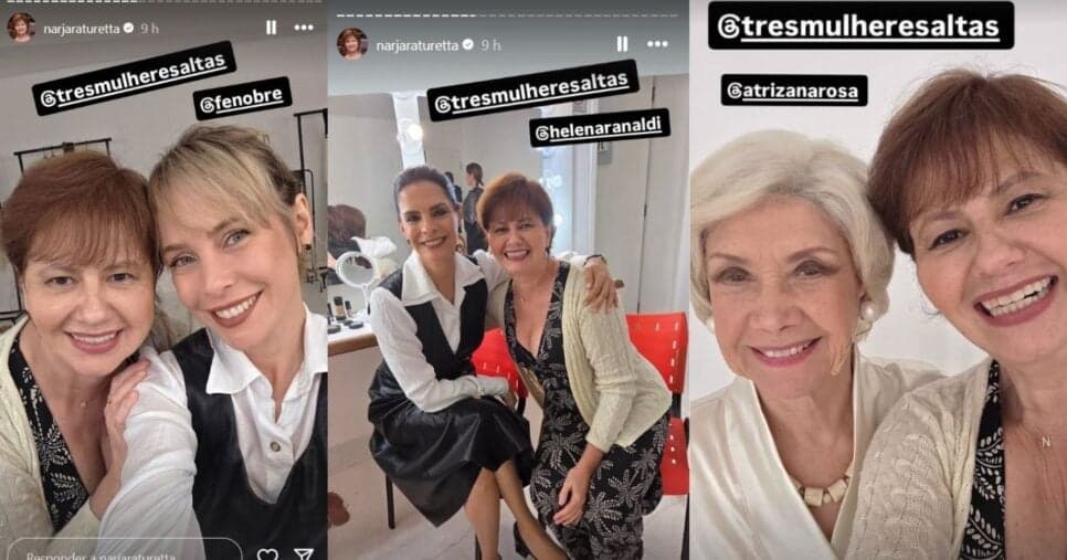 Stories de Narjara Turetta nos bastidores da peça "Três Mulheres Altas" (Foto Reprodução/Montagem/ Tv Foco/ Lennita/Instagram@NajaraTuretta Oficial/) Stories de Narjara Turetta nos bastidores da peça "Três Mulheres Altas" (Foto Reprodução/Montagem/ Tv Foco/ Lennita/Instagram@NajaraTuretta Oficial/)