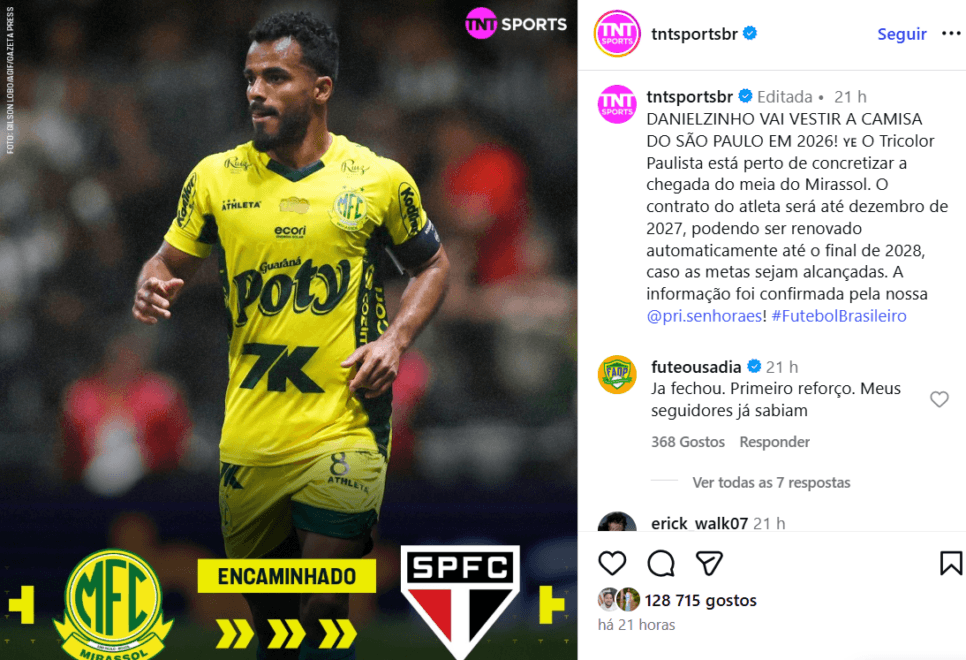 Danielzinho é o primeiro reforço do São Paulo - Montagem/TV FOCO Danielzinho é o primeiro reforço do São Paulo - Montagem/TV FOCO