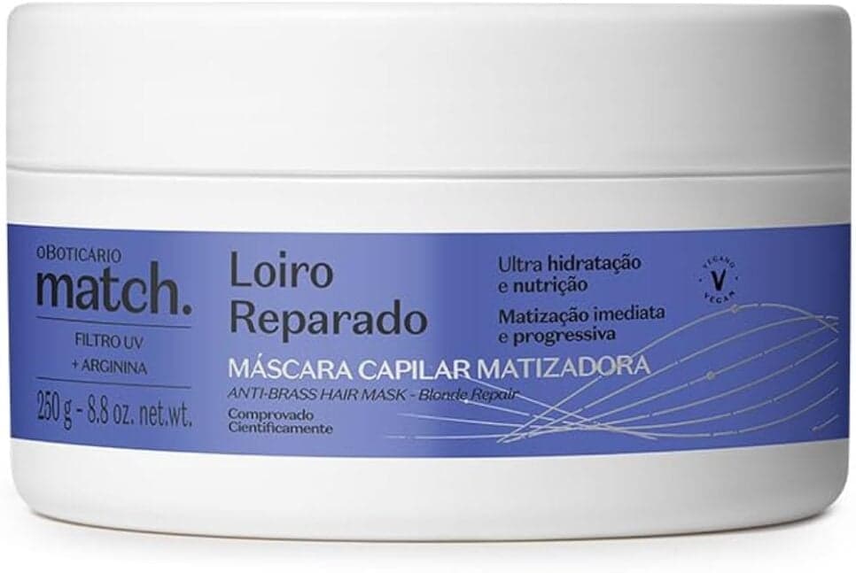 Máscara Capilar Matizadora Match Loiro Reparado O Boticário (Foto: Reprodução/O Boticário) Máscara Capilar Matizadora Match Loiro Reparado O Boticário (Foto: Reprodução/O Boticário)