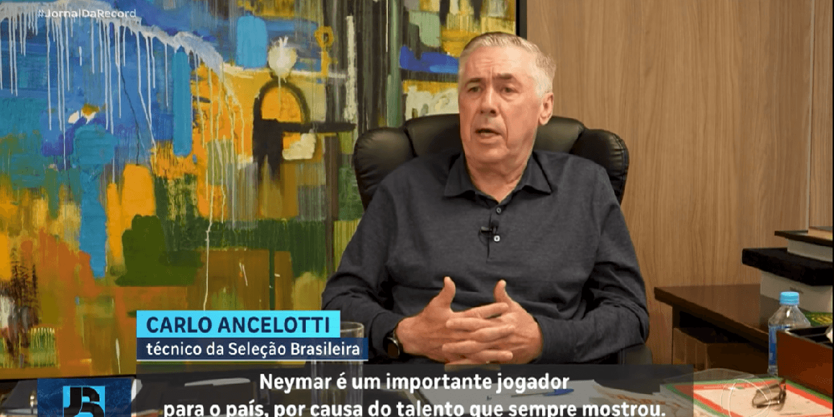 Carlo Ancelotti (Foto: Reprodução/ Jornal da Record / YouTube) Carlo Ancelotti (Foto: Reprodução/ Jornal da Record / YouTube)