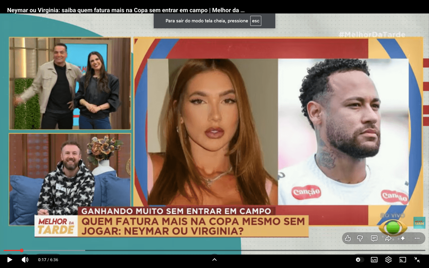 Leo Dias, Chris Flores, Virginia Fonseca, Neymar e Thiago Pasqualotto (Foto: Reprodução / Band) Leo Dias, Chris Flores, Virginia Fonseca, Neymar e Thiago Pasqualotto (Foto: Reprodução / Band)