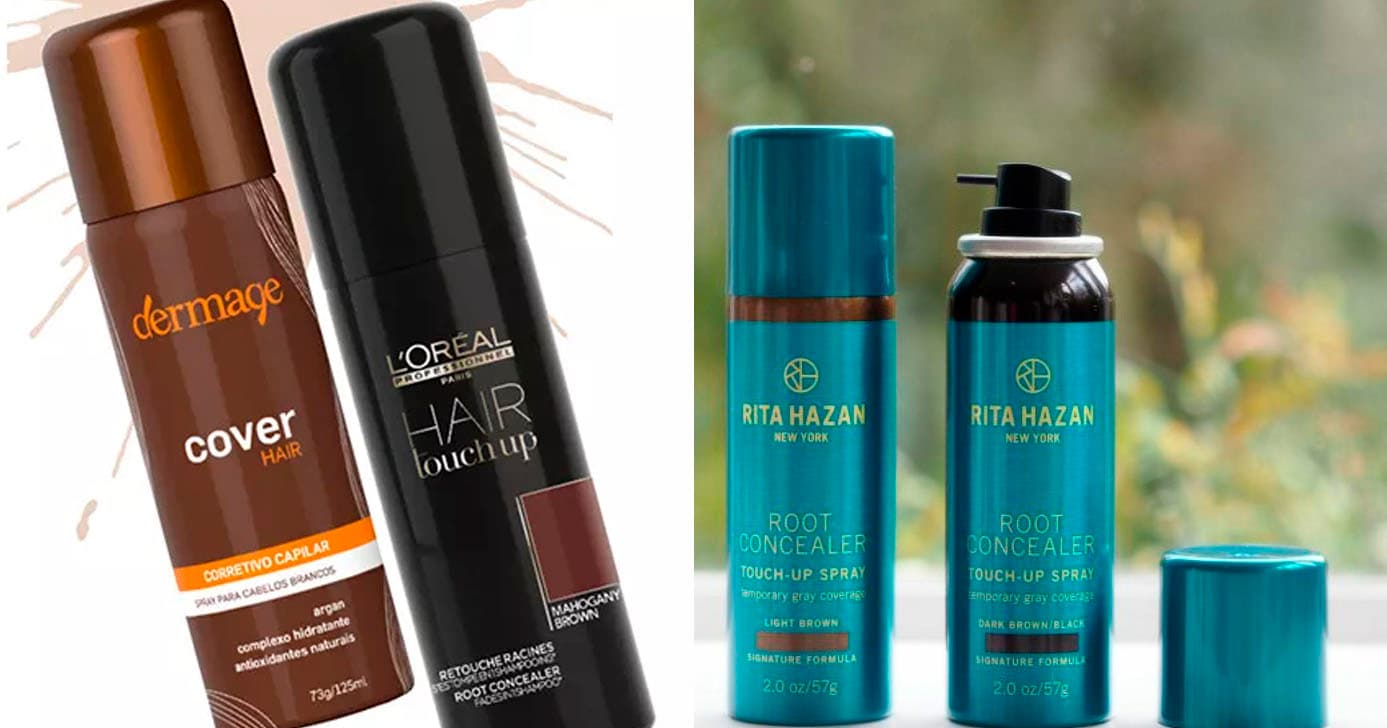 Root concealer spray rita hazan e Cover Hair, da Dermage para cobrir os fios grisalhos (Foto: Reprodução) Root concealer spray rita hazan e Cover Hair, da Dermage para cobrir os fios grisalhos (Foto: Reprodução)