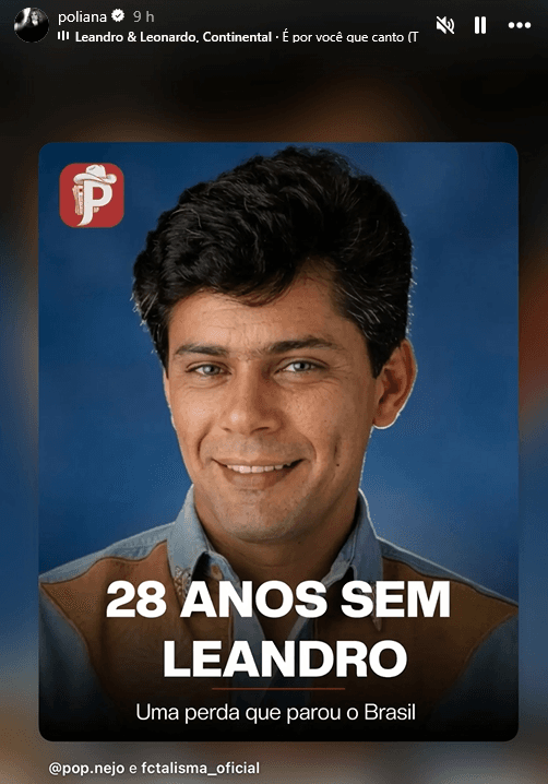 Poliana Rocha faz homenagem para Leandro (Foto: Reprodução / Instagram)
Poliana Rocha faz homenagem para Leandro (Foto: Reprodução / Instagram)