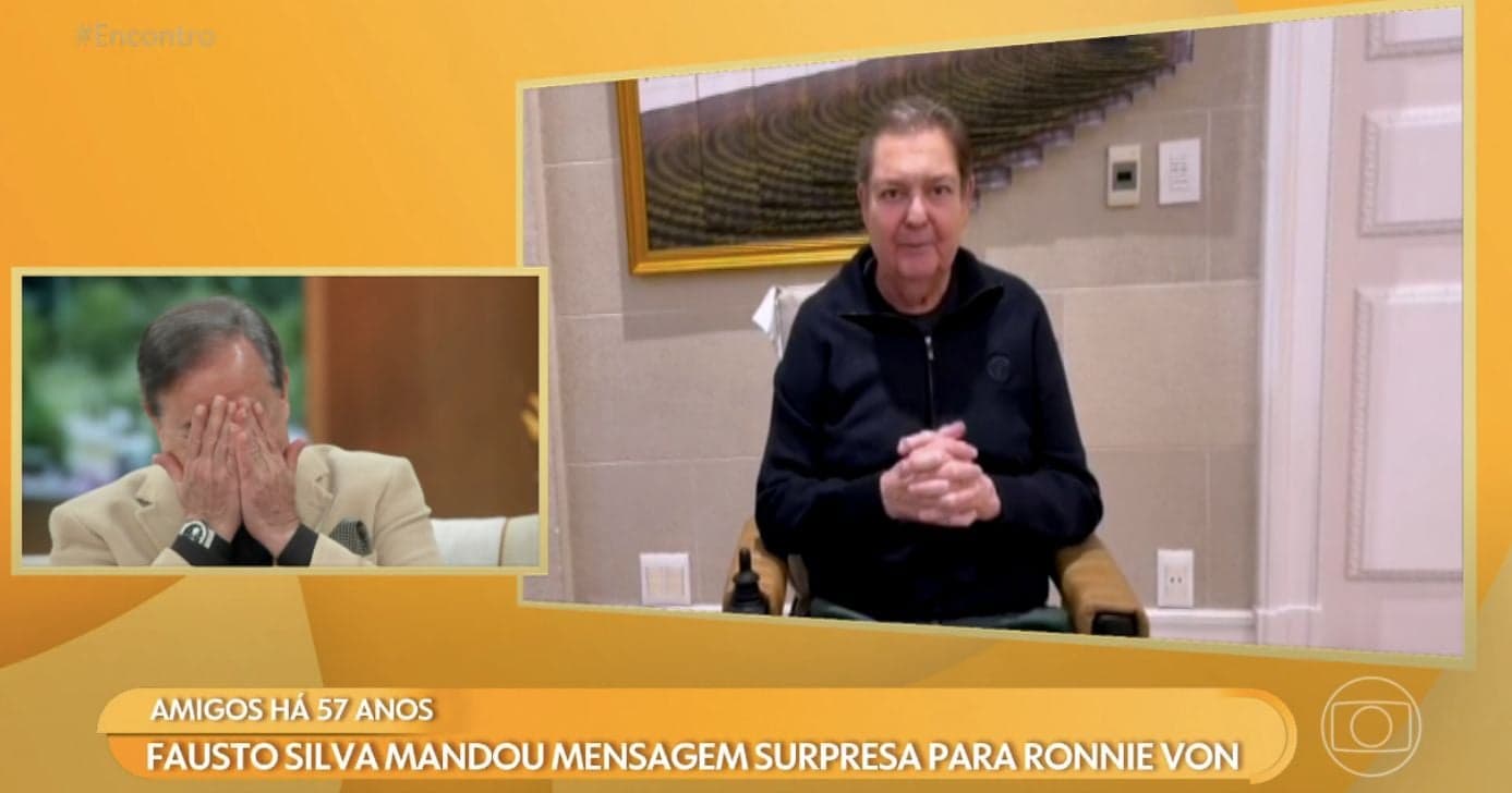 Faustão faz homenagem para Ronnie Von no Encontro (Foto: Reprodução / Globo) Faustão faz homenagem para Ronnie Von no Encontro (Foto: Reprodução / Globo)